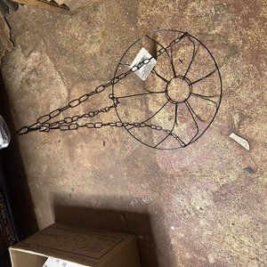 Hanging Wire Flower Basket Planter Metal Hook Triple Chain Reusable 10x5 Black